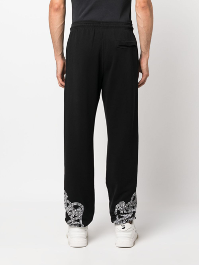 Shop Marcelo Burlon County Of Milan Logo-print Organic-cotton Track Pants In Black