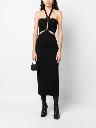 Shop David Koma Knot-detail Sleeveless Midi Dress In Black