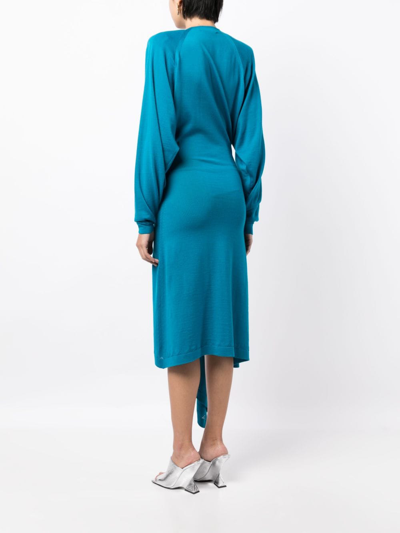 Attico Atwell Wool Wrap Dress In Capri Blue
