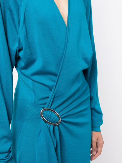 Attico Atwell Wool Wrap Dress In Capri Blue