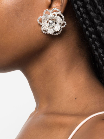 Shop Magda Butrym Crystal Blooming Earrings In Silver