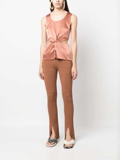 Nanushka Front-slit Leggings In Brown