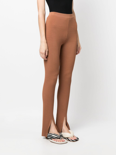 Nanushka Front-slit Leggings In Brown