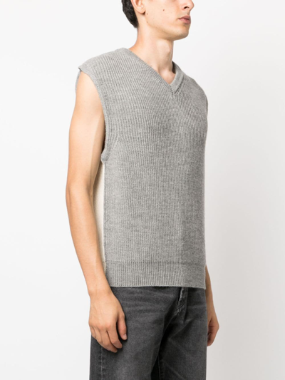 Shop There Was One Two-tone Ribbed-knit Vest In Grey