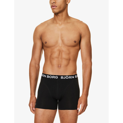 Shop Bjorn Borg Men's Multipack 1 Pack Of Three Essential Branded-waistband Regular-fit Stretch-cotton Bo