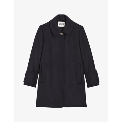 Shop Claudie Pierlot Women's Bleus Gaustine Regular-fit Wool-blend Coat
