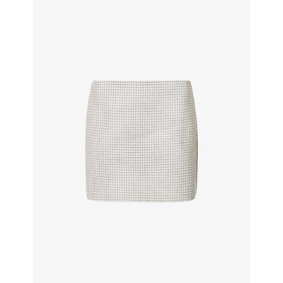 Shop Theory Women's Ivory Multi Check-print Brushed-texture Wool Mini Skirt
