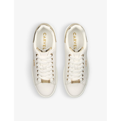 Shop Carvela Women's White Dream Logo-embellished Faux-leather Low-top Trainers