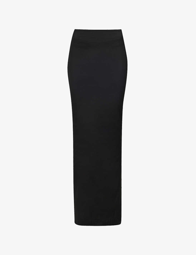 Shop Alaïa Alaia Women's Noir Alaia Crepe-texture Elasticated-waistband Stretch-woven Maxi Skirt