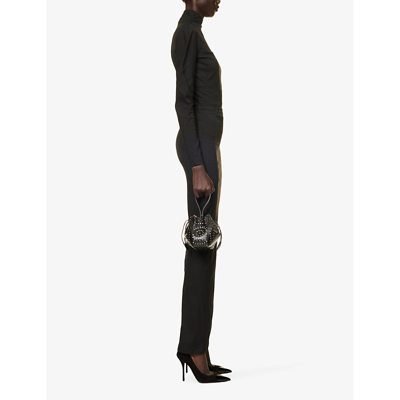 Shop Alaïa Alaia Women's Noir Alaia Crepe-texture Elasticated-waistband Stretch-woven Maxi Skirt