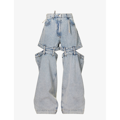 Shop Attico Womens Vintage Blue Ashton Wide-leg Mid-rise Jeans