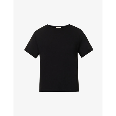 Shop Khaite Women's Black Emmylou Regular-fit Woven T-shirt
