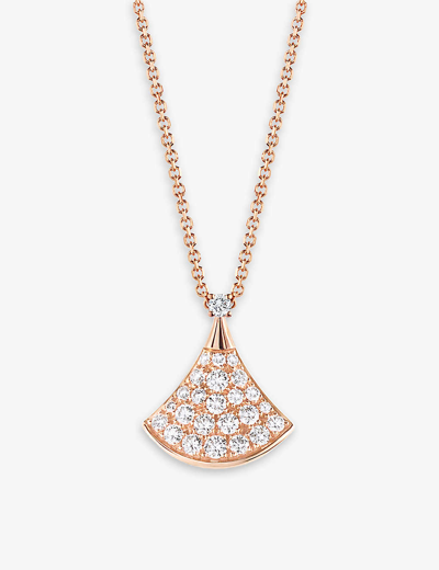 Shop Bvlgari Womens Rose Gold Divas'dream 18ct Rose-gold And 0.47ct Brilliant-cut Diamond Necklace