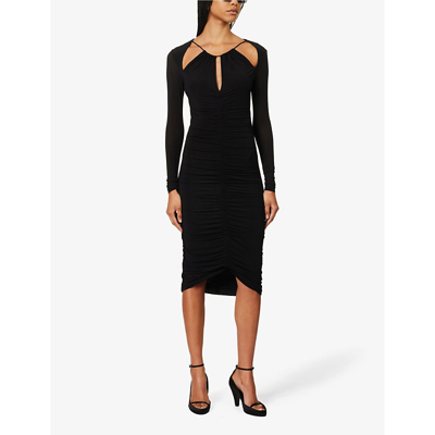 Shop Isabel Marant Womens Black Logane Stretch-woven Midi Dress