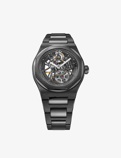 Shop Girard-perregaux 81015-32-001-32a Laureato Skeleton Ceramic Automatic Watch In Black