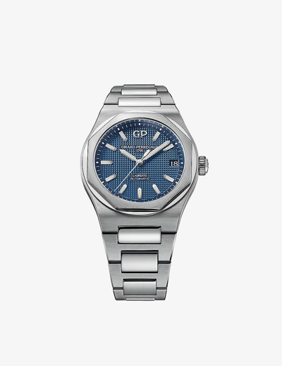 Shop Girard-perregaux 81010-11-431-11a Laureato Stainless-steel Automatic Watch In Blue