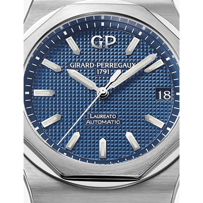 Shop Girard-perregaux 81010-11-431-11a Laureato Stainless-steel Automatic Watch In Blue