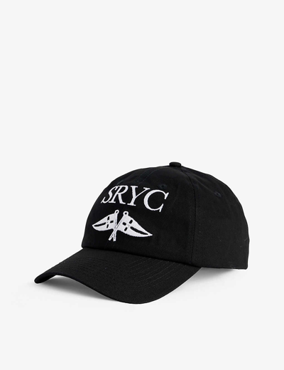 Shop Sporty And Rich Sporty & Rich Women's Black Brand-embroidered Six-panel Cotton-twill Baseball Cap