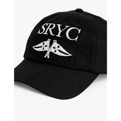 Shop Sporty And Rich Sporty & Rich Women's Black Brand-embroidered Six-panel Cotton-twill Baseball Cap