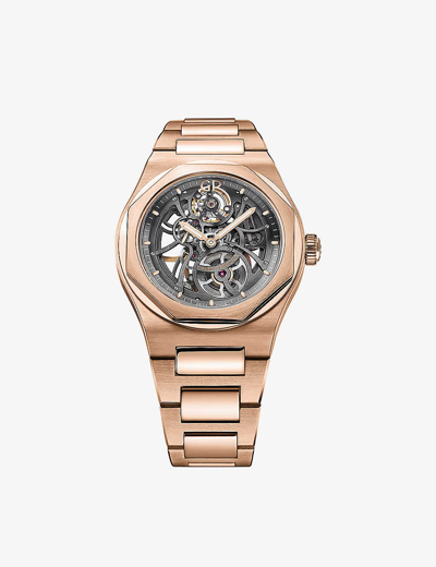 Shop Girard-perregaux Men's Gold 81015-52-002-52a Laureato Skeleton 18ct Rose-gold Automatic Watch