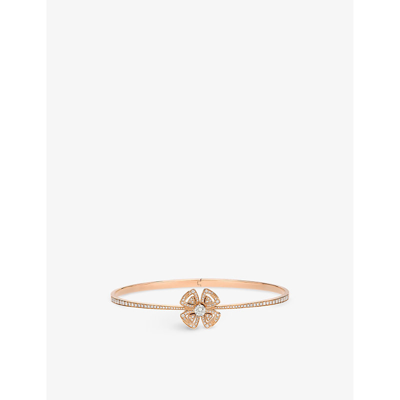 Shop Bvlgari Womens Rose Gold Fiorever 18ct Rose-gold And 0.93ct Brilliant-cut Diamond Bracelet
