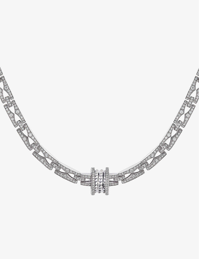 Shop Bvlgari Womens Gold B.zero1 18ct White-gold And 7.19ct Pavé Diamond Necklace In White Gold
