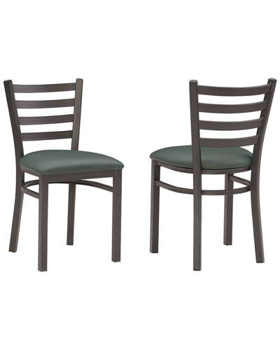 Shop Linon Furniture Linon Set Of 2 Baxter Metal Green Side Chairs In Black