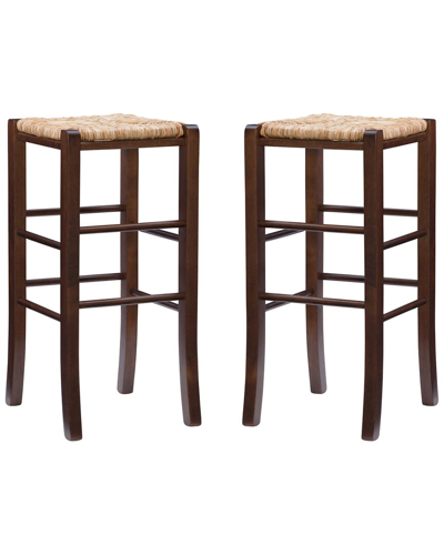 Shop Linon Furniture Linon Set Of 2 Gianna Backless Walnut Barstools In Brown