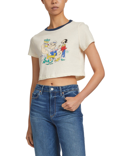 Shop Re/done Women's Micro Logo Print Popeye T-shirt White