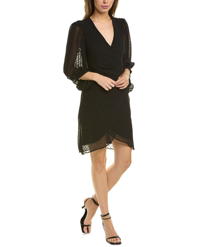 Shop Donna Ricco Clip Dot Faux Wrap Dress In Black