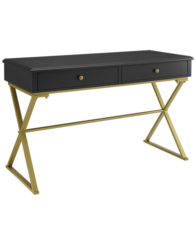 Shop Linon Furniture Linon Two-drawer Campaign Desk In Black