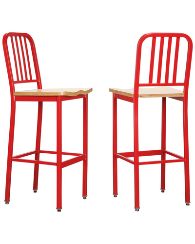 Shop Linon Furniture Linon Set Of 2 Frazier Metal Barstools In Red