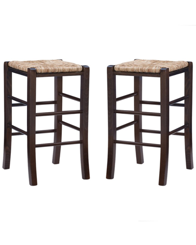 Linon Furniture Linon Gianna Backless Counter Stool Walnut Set Of 2 In Brown