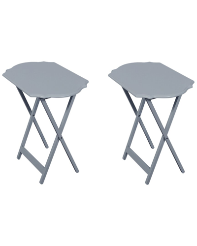 Shop Linon Furniture Linon Set Of 2 Ledda Folding Snack Trays In Grey