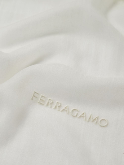 Shop Ferragamo Logo-embroidered Cashmere Shawl In White