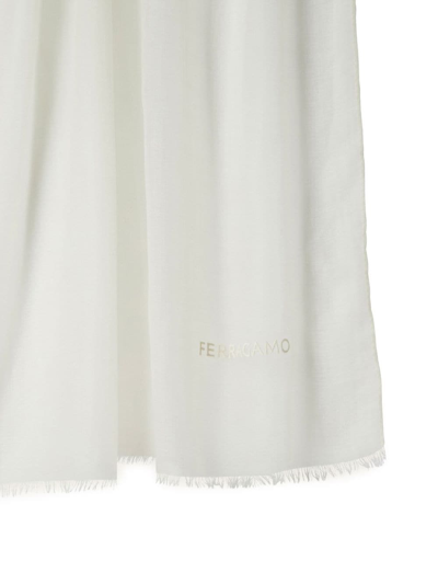 Shop Ferragamo Logo-embroidered Cashmere Shawl In White
