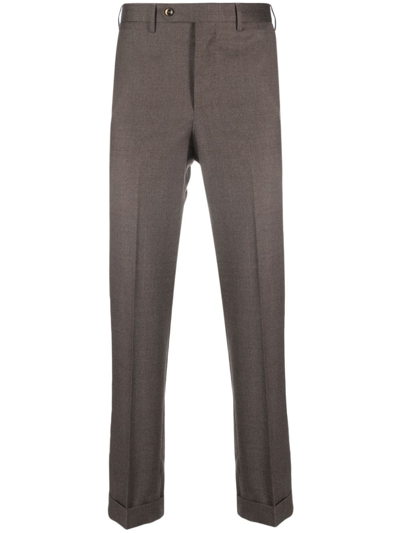 Pt Torino Mid-rise Tailored Trousers In Brown