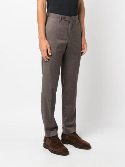 Pt Torino Mid-rise Tailored Trousers In Brown
