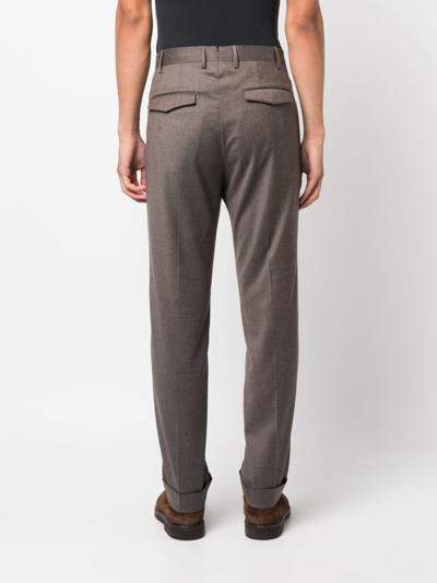 Pt Torino Mid-rise Tailored Trousers In Brown