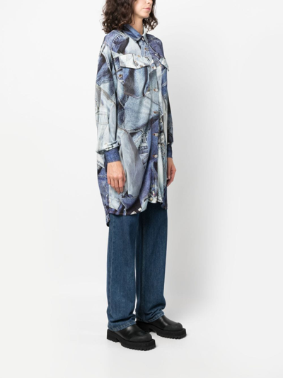 Moschino Graphic-print Long-sleeve Shirt In Blue