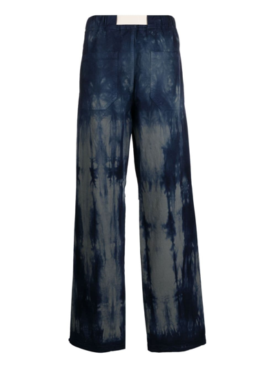 Shop Darkpark Tie-dye Belted-waist Trousers In Blue
