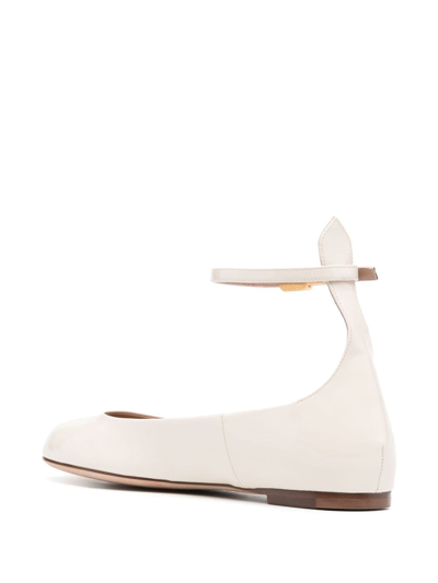 Shop Valentino Tan-go Leather Ballerina Shoes In Neutrals