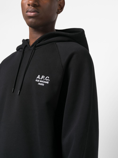 Shop Apc Oscar Logo-embroidered Cotton Hoodie In Black