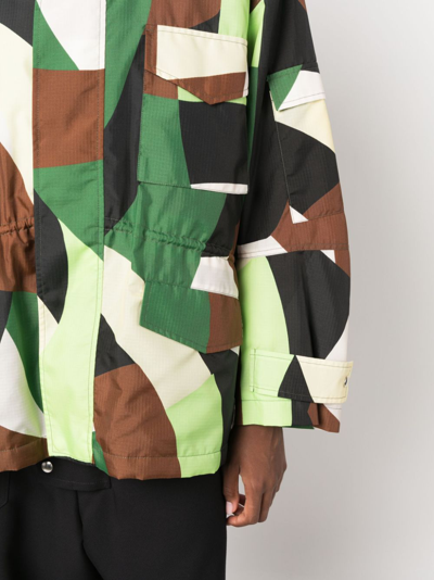 Shop Plan C Messy Masses Geometric-pattern Jacket In Green