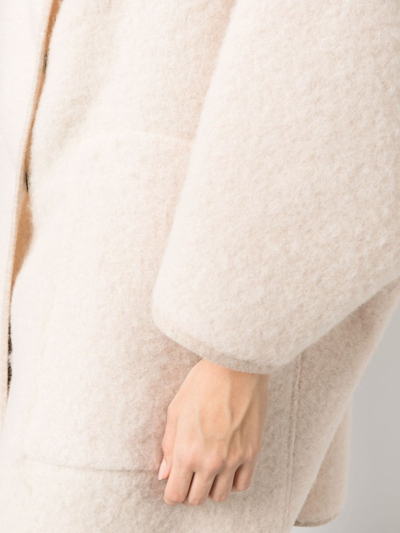 Shop Gentry Portofino Wool Blend Hooded Coat In Neutrals