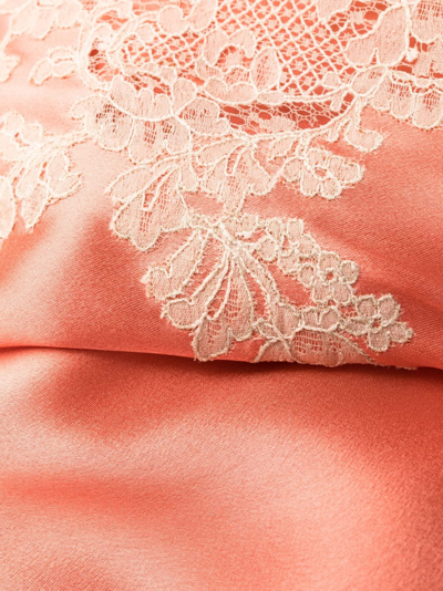 Shop Carine Gilson Lace-detail Silk Robe In Pink