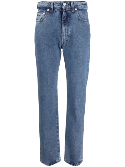 Shop Bally Cropped Straight-leg Jeans In Blue