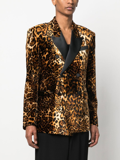 Shop Roberto Cavalli Leopard-print Blazer In Neutrals