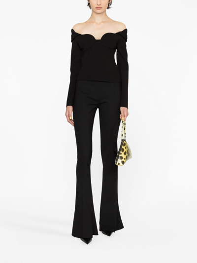 Magda Butrym Off-shoulder Wool-blend Top In Black