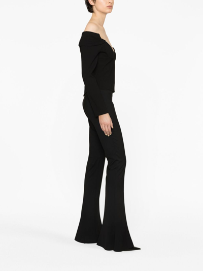 Shop Magda Butrym Off-shoulder Long-sleeve Top In Black